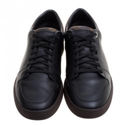 Louis Vuitton Black Leather and Monogram Canvas Line Up Sneakers Size 42.5