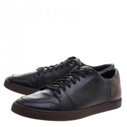 Louis Vuitton Black Leather and Monogram Canvas Line Up Sneakers Size 42.5