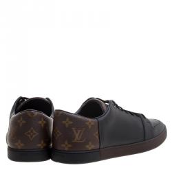 Louis Vuitton Black Leather and Monogram Canvas Line Up Sneakers Size 42.5