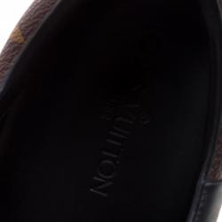 Louis Vuitton Black Leather and Monogram Canvas Line Up Sneakers Size 42.5