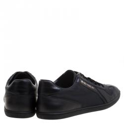 Louis Vuitton Black Leather and Fabric Lace Up Sneakers Size 40.5