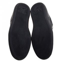 Louis Vuitton Black Leather and Fabric Lace Up Sneakers Size 40.5
