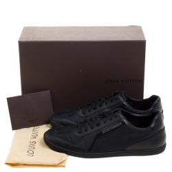 Louis Vuitton Black Leather and Fabric Lace Up Sneakers Size 40.5