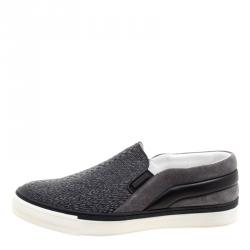 مملوكة مسبقًا حذاء رياضي لوي فيتون سليب أون تويستر جلد وسويدي رمادي مقاس 43