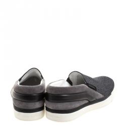 مملوكة مسبقًا حذاء رياضي لوي فيتون سليب أون تويستر جلد وسويدي رمادي مقاس 43