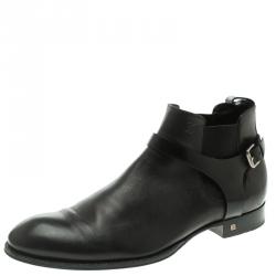 Pre Owned Louis Vuitton Black Leather Greenwich Ankle Boots Size 42.5