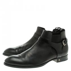Pre Owned Louis Vuitton Black Leather Greenwich Ankle Boots Size 42.5