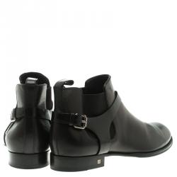 Pre Owned Louis Vuitton Black Leather Greenwich Ankle Boots Size 42.5