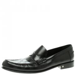 Pre Owned Louis Vuitton Black Damier Embossed Outline Loafers Size 45.5