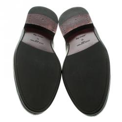 Pre Owned Louis Vuitton Black Damier Embossed Outline Loafers Size 45.5