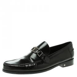 Pre Owned حذاء لوفرز لوي فيتون ميجور جلد أسود مقاس 45.5