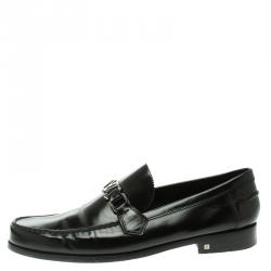 Pre Owned حذاء لوفرز لوي فيتون ميجور جلد أسود مقاس 45.5