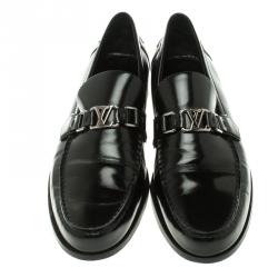 Pre Owned حذاء لوفرز لوي فيتون ميجور جلد أسود مقاس 45.5