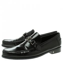 Pre Owned حذاء لوفرز لوي فيتون ميجور جلد أسود مقاس 45.5