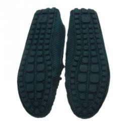 Pre Owned Louis Vuitton Green Petit Damier Suede Navajo Loafers Size 42