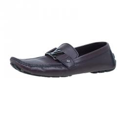 Pre Owned Louis Vuitton Purple Leather Monte Carlo Loafers Size 42.5