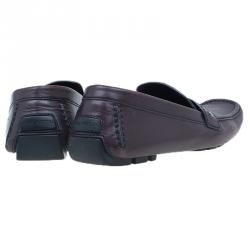 Pre Owned Louis Vuitton Purple Leather Monte Carlo Loafers Size 42.5