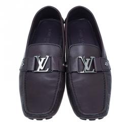 Pre Owned Louis Vuitton Purple Leather Monte Carlo Loafers Size 42.5