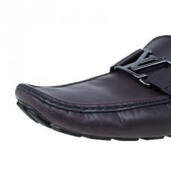 Pre Owned Louis Vuitton Purple Leather Monte Carlo Loafers Size 42.5