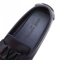Pre Owned Louis Vuitton Purple Leather Monte Carlo Loafers Size 42.5