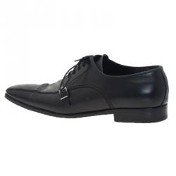 Pre Owned Louis Vuitton Black Damier Leather Lace Up Oxfords Size 42.5 