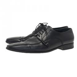 Pre Owned Louis Vuitton Black Damier Leather Lace Up Oxfords Size 42.5 