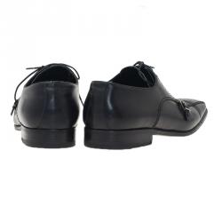 Pre Owned Louis Vuitton Black Damier Leather Lace Up Oxfords Size 42.5 