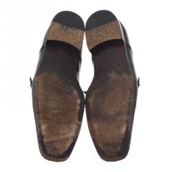 Pre Owned Louis Vuitton Black Damier Leather Lace Up Oxfords Size 42.5 