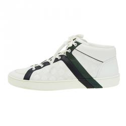 Louis Vuitton White Damier Leather High Top Sneakers Size 43.5