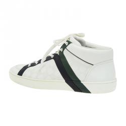 Louis Vuitton White Damier Leather High Top Sneakers Size 43.5