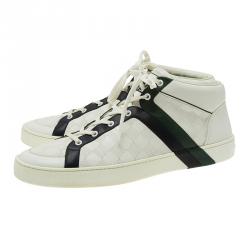 Louis Vuitton White Damier Leather High Top Sneakers Size 43.5