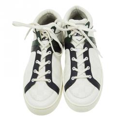 Louis Vuitton White Damier Leather High Top Sneakers Size 43.5