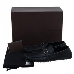 مملوكة مسبقًا حذاء موكاسان لوي فيتون هوكنهايم أسود مقاس 44.5