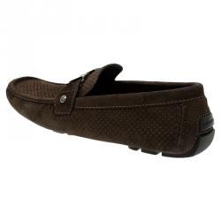 مملوكة مسبقًا Louis Vuitton Brown Suede Damier Ebene Check Monte Carlo Loafers Size 42