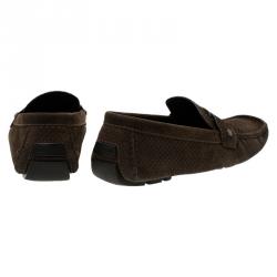 مملوكة مسبقًا Louis Vuitton Brown Suede Damier Ebene Check Monte Carlo Loafers Size 42