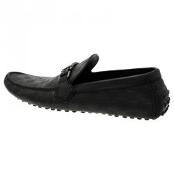 مملوكة مسبقًا Louis Vuitton Onyx Damier Embossed Hockenheim Moccasins Size 42
