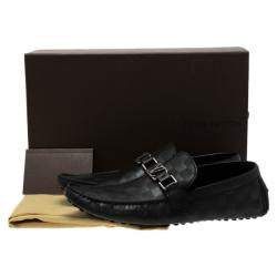 مملوكة مسبقًا Louis Vuitton Onyx Damier Embossed Hockenheim Moccasins Size 42