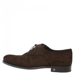 Pre Owned حذاء أوكسفوردز لوي فيتون بروغ سويدي بني برباط سويدي  مقاس 43