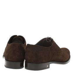 Pre Owned حذاء أوكسفوردز لوي فيتون بروغ سويدي بني برباط سويدي مقاس 43