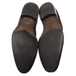 Pre Owned حذاء أوكسفوردز لوي فيتون بروغ سويدي بني برباط سويدي مقاس 43