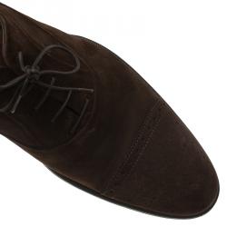 Pre Owned حذاء أوكسفوردز لوي فيتون بروغ سويدي بني برباط سويدي مقاس 43