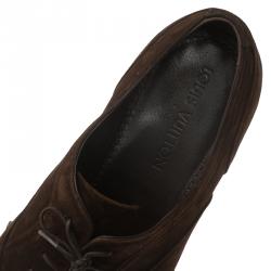 Pre Owned حذاء أوكسفوردز لوي فيتون بروغ سويدي بني برباط سويدي مقاس 43