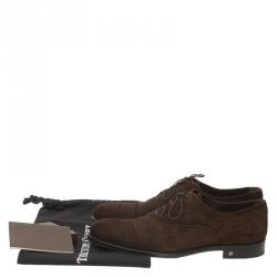 Pre Owned حذاء أوكسفوردز لوي فيتون بروغ سويدي بني برباط سويدي مقاس 43