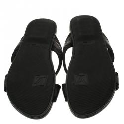 Pre Owned Louis Vuitton Black Leather Criss-Cross Sandals Size 43