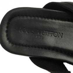 Pre Owned Louis Vuitton Black Leather Criss-Cross Sandals Size 43