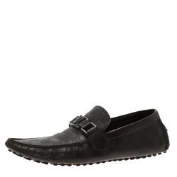 Pre Owned Louis Vuitton Granit Damier Hockenheim Loafers Size 41.5