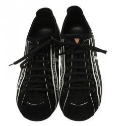 مملوكة مسبقًا Louis Vuitton Black Canvas and Suede Sneakers 42.5