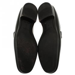Pre Owned Louis Vuitton Black Leather Logo Loafers Size 42