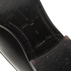 Pre Owned Louis Vuitton Black Leather Logo Loafers Size 42