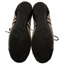 Pre Owned حذاء رياضي لوي فيتون برباط شبكة وسويدي بني مقاس 42.5